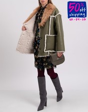 RRP€980 STAND STUDIO Angelina Faux Leather Jacket FR42 US10 UK14 XL Sherpa Lined