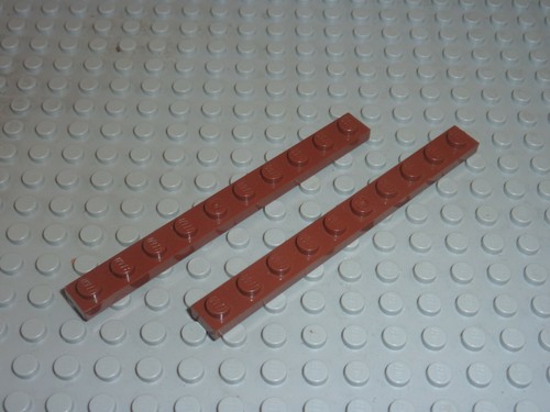 Lego plate 1x10 redbrown - x,