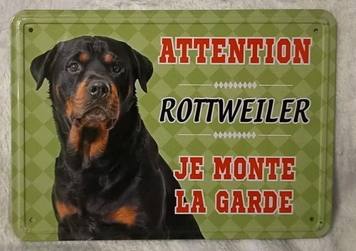Plaque attention rottweiler - plaque, je