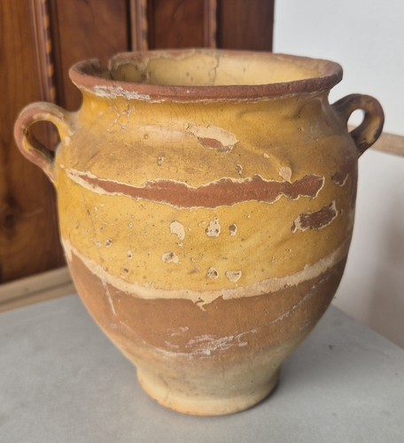 Ancien pot confit terre - pot,