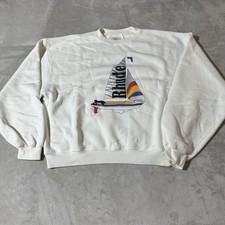 Rhude Sweatshirt Mens Large White Sailboat Graphic Crewneck Pullover Catamaran
