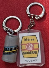 2 Vintage Beer GBM & PILSBURG Antique Keychain 