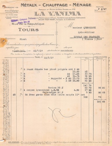 1927 metaux chauffage menage - 1927,