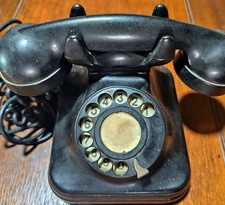 OLD VINTAGE BLACK BAKELITE ROTARY DIALING ANTIQUE TELEPHONE ARGENTINA 1950’ s