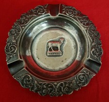 Vintage Texel Sheep Ashtray. Silver Plated. Approx. 4.5" across Embossed Figure