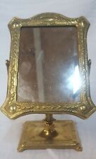 Antique Solid Bronze Baroque Style Swivel Standing Dressing Table Mirror 