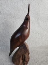 VTG HANDMADE IRONWOOD IPE QUAIL FIGURINE -ON LOG- DARK FINISH- DENSE WOOD