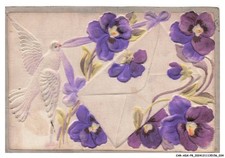 CAR-ADXP8-0399-FANCY - PURPLE FLOWER AND WHITE DOVE MESSAGE BEARER