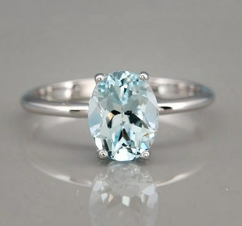 Bague ovale aigue marine or - bague, en