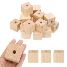 20Pcs Cubes En Bois 1.6 Inch Avec Trous Blocs Non Finis