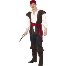 Smiffys Pirate Costume, Brown (Size L)