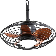 Ventilateur de Plafond à Cage 51cm avec Lumière et 6 Vitesses pour Véranda
