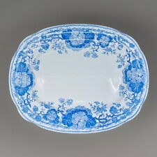 Antique Sarreguemines U&C Blue Geranium Decor Dish - 19th Century Earthenware - Terre de Fer