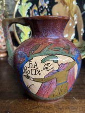 Vase à une Anse en Céramique LOUIS ÉTIENNE DESMANT à Décor Dans un Médaillon