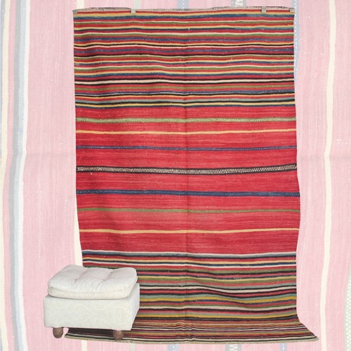 Kilim rouge rayé vintage - ,