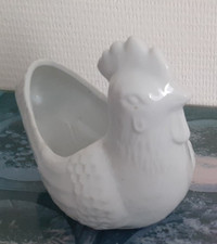 POULE en CERAMIQUE BLANCHE de