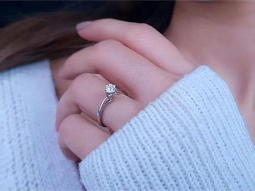 Bague solitaire blanc - bague,