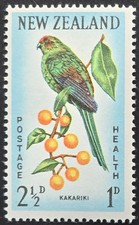 New Zealand - 1964 Scott B59 Kakariki Health Bird 2½d + 1d - Stamp