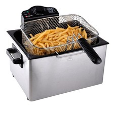 alpina Friteuse Huile 5 Litres - Double Bac avec 3 Paniers - avec Température Ré