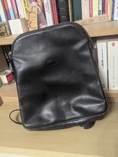 Longchamp – Sac à dos cuir grainé noir – Vintage 1990s – Authentique – Rare