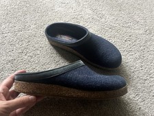 Haflinger Grizzly Torben GZL Men’s Size 43 Navy Wool Felt Slip On Clogs