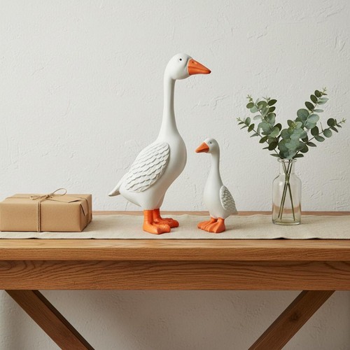 Statue oie blanche design - d'oie,