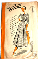 👉5169 Ancien PATRON PARIS LUXE VINTAGE FRENCH Robe en tissu écossais T44
