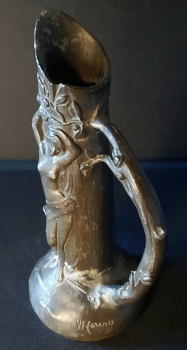 Vase etain signé w hering - en,