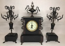 Antique revised marble fireplace clock trim OBRY LILLE