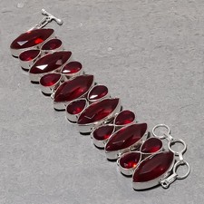 Bracelet bijoux ethniques mode fait main pierre précieuse grenat du Mozambiqu...