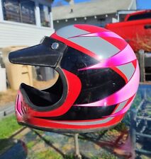 VTG Marushin Kogyo 1980’s MG-MOTO Moto Cross Helmet  7-5/8 NO FEAR Red/Pink XL