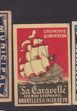 Ancienne étiquette allumettes Belgique BN43841 La Caravelle Bateau 