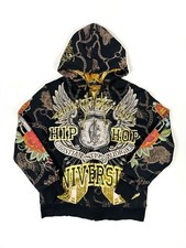 Christian Audigier Hip Hop University Skull Zip Hoodie Size L Rare 2000s Y2K