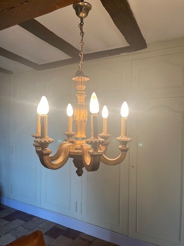 Lustre ancien bois - bois, doré