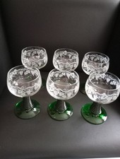 LOT OF 6 WHITE WINE GLASSES 0.2 L ALSACE DECORATED ROEMER ROHMER" BOW MINT CONDITION