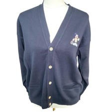 Vintage Donaldson tennis Mickey navy cardigan made in Belgium