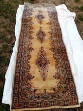 Tapis d Orient ancien en Laine Descente de Lit Décor Central 3 Médaillons 240x80