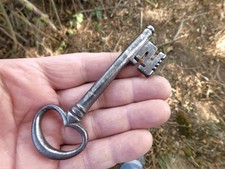 111mm, old wrought iron key from the 17th century, seventeenth, antique French key, key