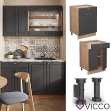 Meuble sous-plan Meuble de cuisine Fame-Line 60 cm chêne anthracite or Vicco