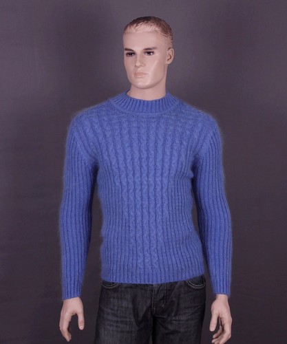 Pull mohair couleur bleu - pull, :