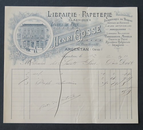 Facture 1910 henri - henri, cosse