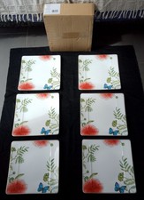 6 Assiettes Carrées Porcelaine Villeroy & Boch Modèle Amazonia 27 Cm État Neuf 
