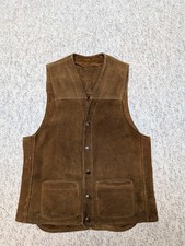 vintage 1970s leather SCHOTT cowhide vest 38 brown WESTERN motorcycle RANCHER