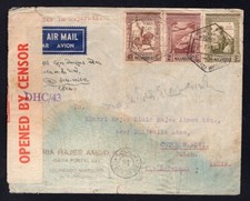 PORTUGUESE MOZAMBIQUE Laurenco Marques 1943 Censored Cover to India, via Egypt