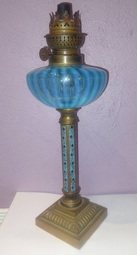 Lampe petrole verre coloré - verre,