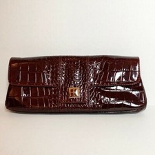 Kate Spade Croc-Embossed Clutch Deep Red 
