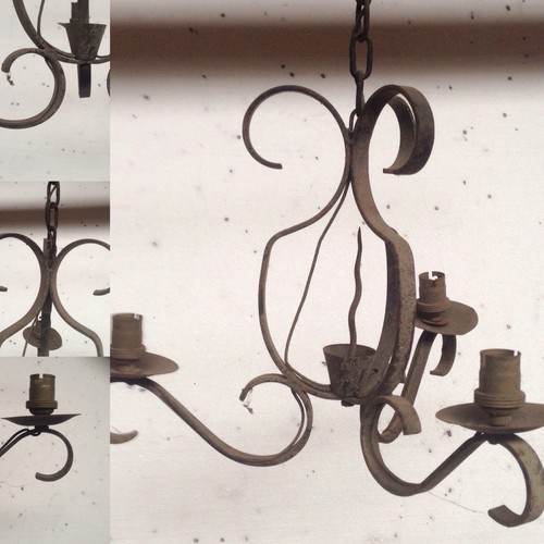 Lustre rustique fonte fer - fonte,