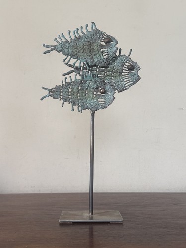 Sculpture poissons bronze - sculpture,