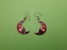 Boucle d'oreilles lune et chat