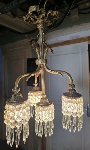 Lustre pampilles ancien - pampilles,